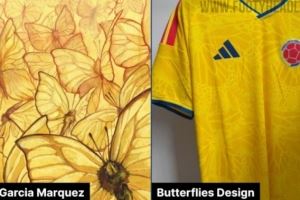 外媒泄露哥伦比亚世界杯主场球衣，蝴蝶设计致敬作家马尔克斯
